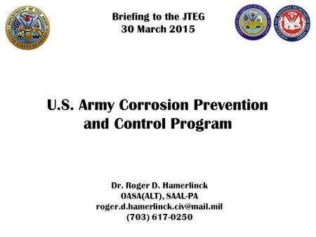 U.S. Army Corrosion Prevention and Control Program