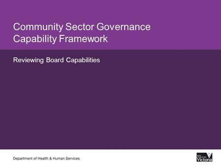 Community Sector Governance Capability Framework