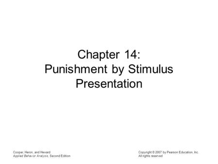 Chapter 14: Punishment by Stimulus Presentation