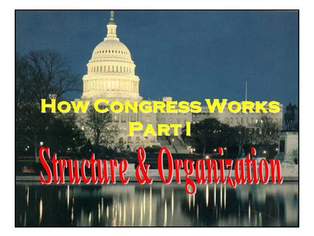 How Congress Works Part I