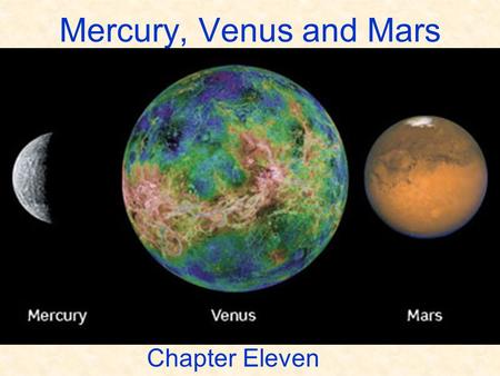 Mercury, Venus and Mars Chapter Eleven. ASTR 111 – 003 Fall 2007 Lecture 10 Nov. 05, 2007 Introducing Astronomy (chap. 1-6) Introduction To Modern Astronomy.