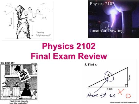 Physics 2102 Final Exam Review Physics 2102 Jonathan Dowling.
