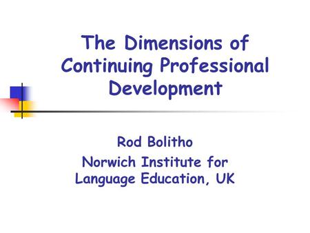 The Dimensions of Continuing Professional Development