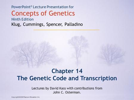 The Genetic Code and Transcription