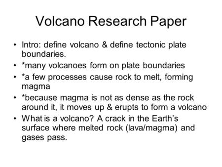Volcano Research Paper