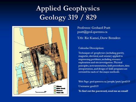 Applied Geophysics Geology 319 / 829