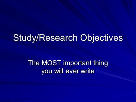 Study/Research Objectives