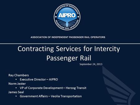 Contracting Services for Intercity Passenger Rail