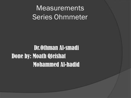 Measurements Series Ohmmeter