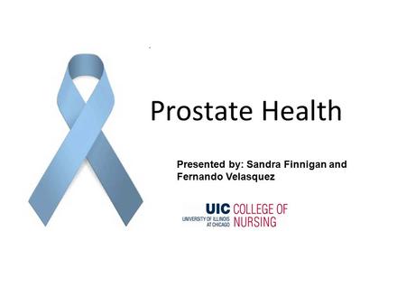 Prostate Health Presented by: Sandra Finnigan and Fernando Velasquez.