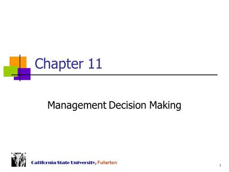 Chapter 11 Management Decision Making