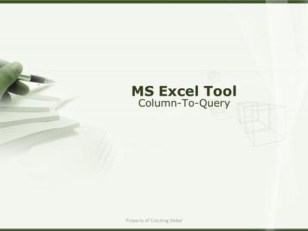 Property of Cracking Siebel MS Excel Tool Column-To-Query.