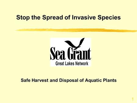 Stop the Spread of Invasive Species Safe Harvest and Disposal of Aquatic Plants 1.