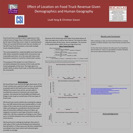 Effect of Location on Food Truck Revenue Given Demographics and Human Geography Liudi Yang & Christian Siason Introduction Food trucks have recently made.
