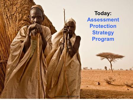 Today: Assessment Protection Strategy Program Assessment and Analysis.