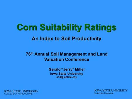 Corn Suitability Ratings