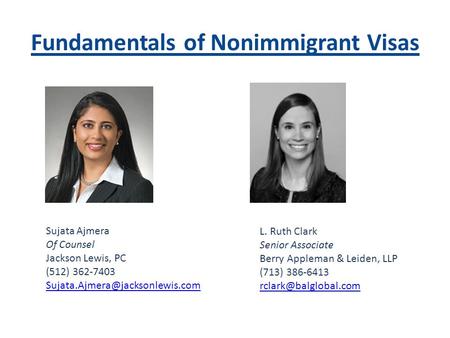 Fundamentals of Nonimmigrant Visas
