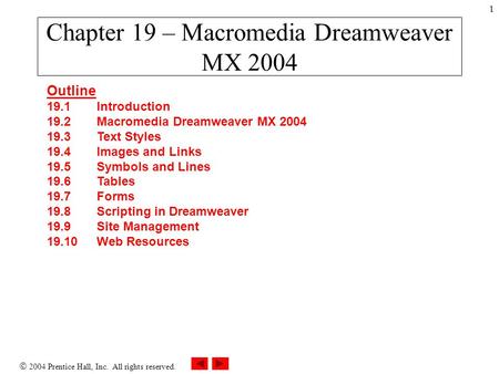 Chapter 19 – Macromedia Dreamweaver MX 2004