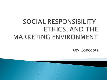 Key Concepts.  Corporate Social Responsibility Corporate Social Responsibility Ethical Do what is right. Legal Obey the Law. Economic Be profitable.