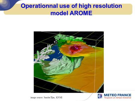Operationnal use of high resolution model AROME image source: Sander Tijm, KNMI.
