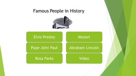 Famous People in History Elvis Presley Pope John Paul Rosa Parks Mozart Abraham Lincoln Video.