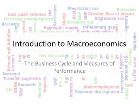 Introduction to Macroeconomics The Business Cycle and Measures of Performance.