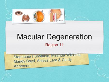 Stephanie Hunstable, Miranda Williams, Mandy Boyd, Anissa Lara & Cindy Anderson Macular Degeneration Region 11.
