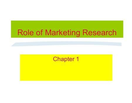 Role of Marketing Research