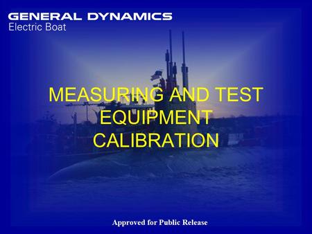 MEASURING AND TEST EQUIPMENT CALIBRATION