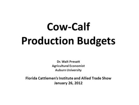 Cow-Calf Production Budgets