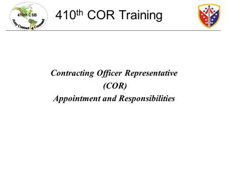 Contracting Officer Representative Appointment and Responsibilities