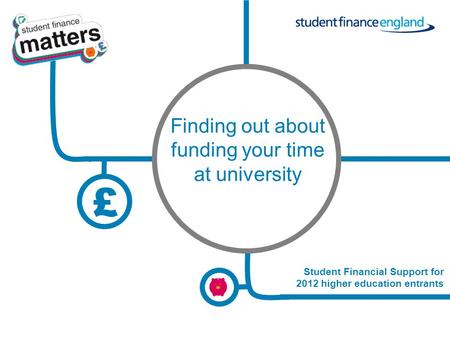 £ 12_13 Student Financial Support for 2012 higher education entrants Finding out about funding your time at university.