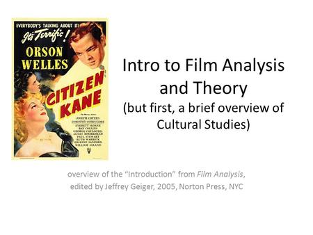 overview of the “Introduction” from Film Analysis,