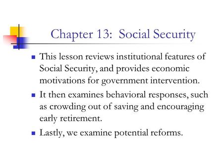 Chapter 13: Social Security