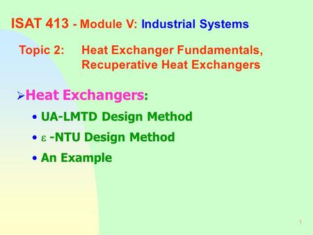 ISAT Module V: Industrial Systems
