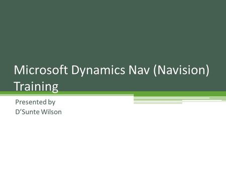 Microsoft Dynamics Nav (Navision) Training