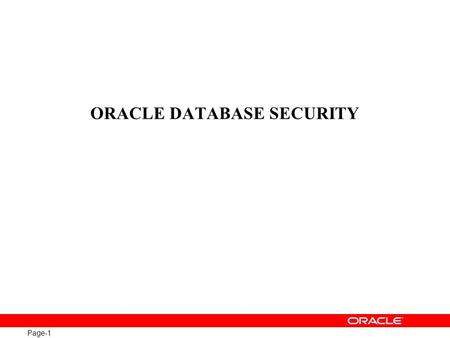 ORACLE DATABASE SECURITY