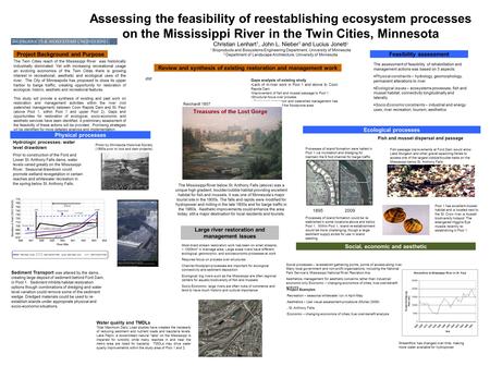 Assessing the feasibility of reestablishing ecosystem processes on the Mississippi River in the Twin Cities, Minnesota Christian Lenhart 1, John L. Nieber.