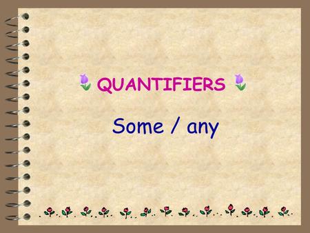 QUANTIFIERS Some / any.