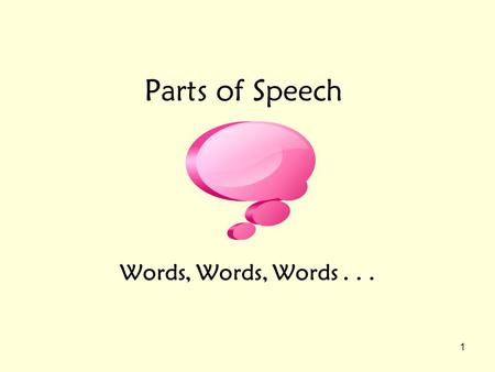Parts of Speech Words, Words, Words . . ..