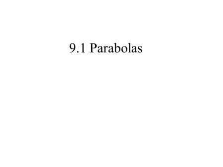 9.1 Parabolas.