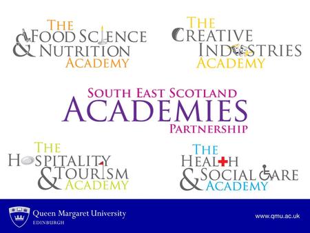 South East Scotland Academies Partnership The partners: Queen Margaret University Edinburgh College Borders College City of Edinburgh Council East Lothian.