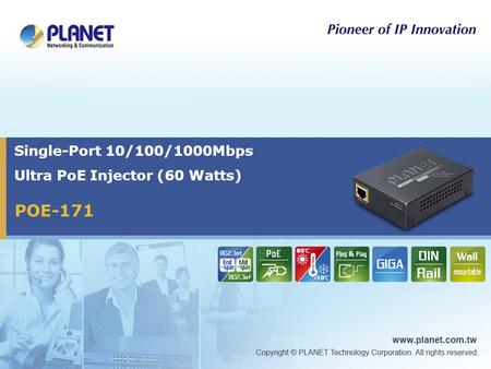 POE-171 Single-Port 10/100/1000Mbps Ultra PoE Injector (60 Watts)