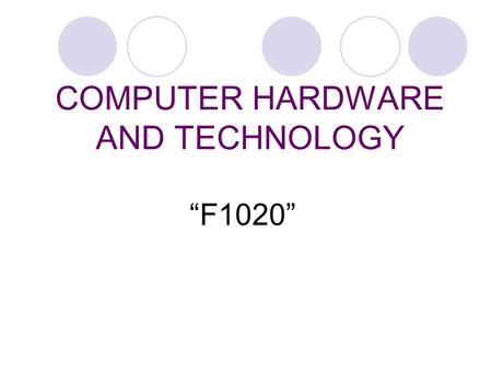 COMPUTER HARDWARE AND TECHNOLOGY “F1020”. COMPUTER CASING.