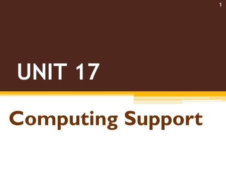 UNIT 17 Computing Support.