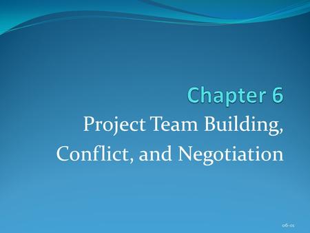 Project Team Building, Conflict, and Negotiation
