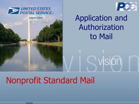 Nonprofit Standard Mail Application and Authorization to Mail.