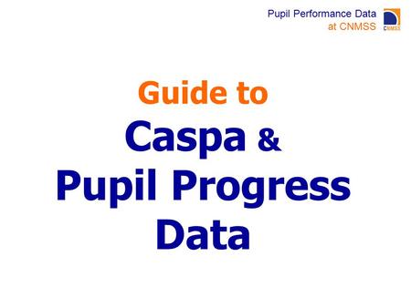 Pupil Performance Data at CNMSS Guide to Caspa & Pupil Progress Data.