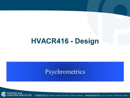 HVACR416 - Design Psychrometrics.