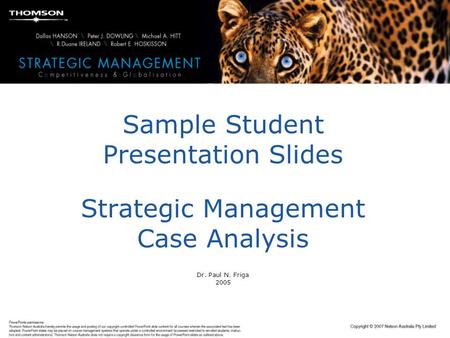 Sample Student Presentation Slides Strategic Management Case Analysis